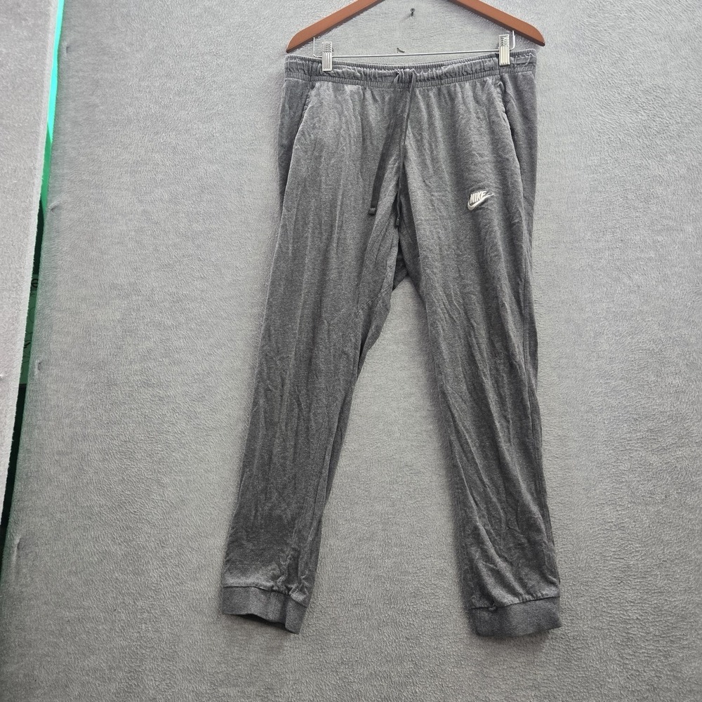 Nike Men Pants L Gray Embroidered Sweatpants Logo 27" Inseam